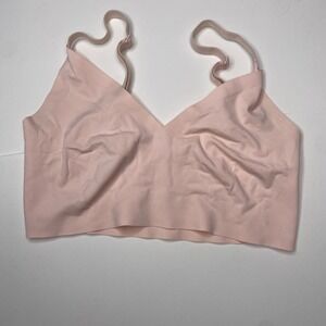 TRUE & CO. Soft Lounge Bralette Pink V-Neck Wireless Comfort Size M